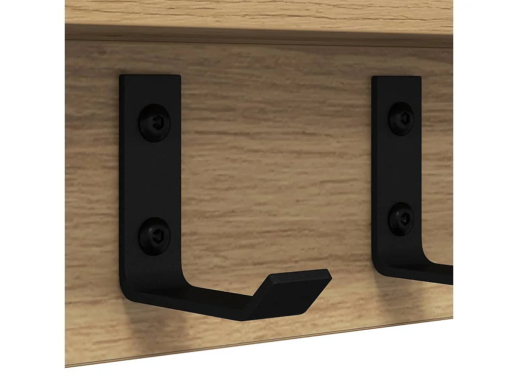 Porte-manteau mural chêne artisanal 40 x 10.5 x 10.5 cm