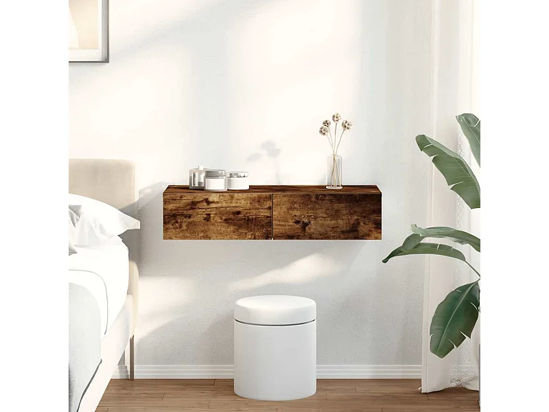 Mensola da parete con cassetti in legno ingegnerizzato rovere affumicato