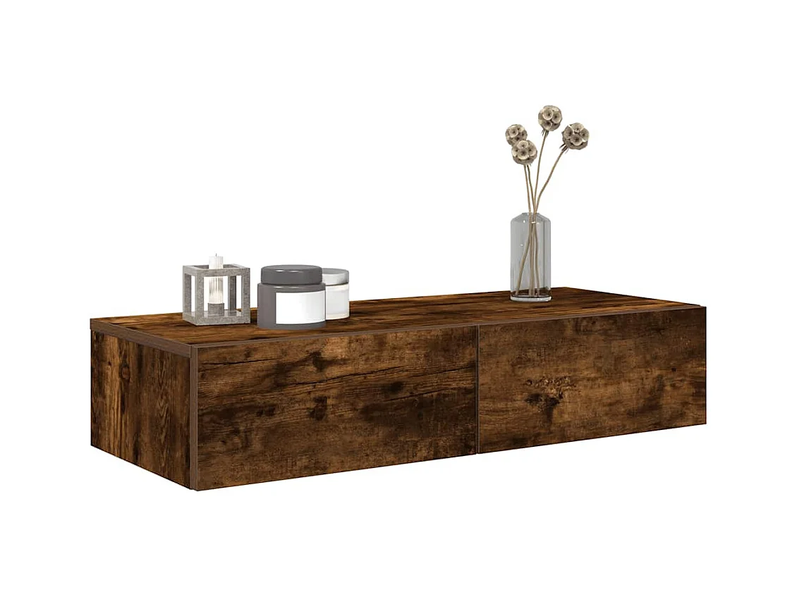 Étagère murale avec tiroirs chêne fumé bois d'ingénierie