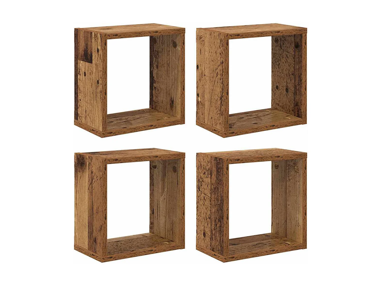 Étagères murales avec étagère 4 pcs Bois ancien 26 x 15 x 26 cm