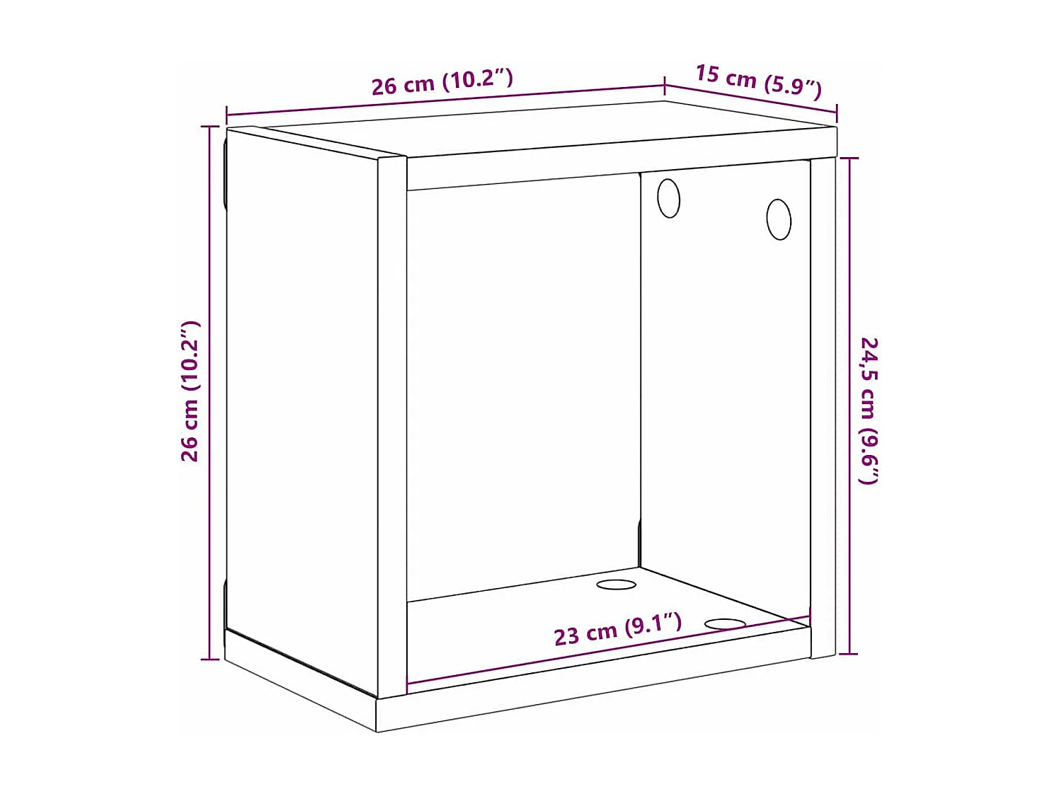 Étagères murales avec étagère 4 pcs Bois ancien 26 x 15 x 26 cm