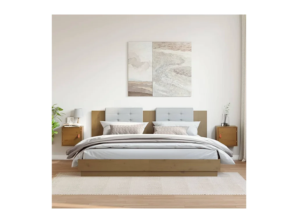 Armarios de pared 2 piezas Marrón miel 31,5x30x30 cm Madera maciza de pino