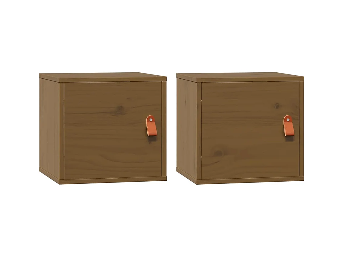 Armarios de pared 2 piezas Marrón miel 31,5x30x30 cm Madera maciza de pino