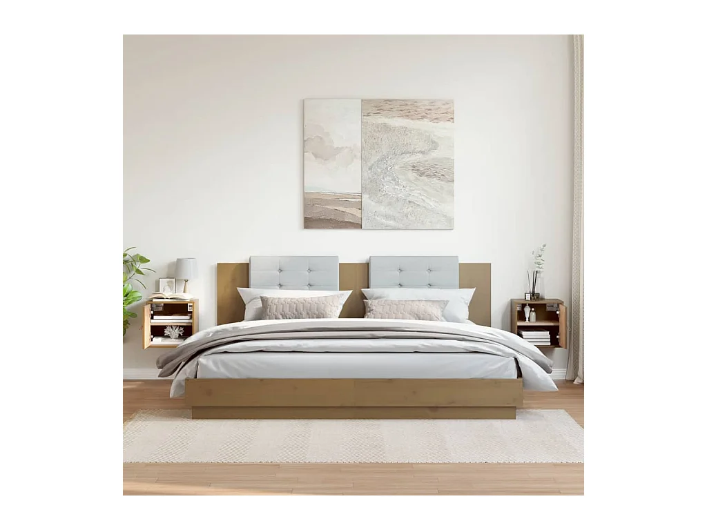 Armarios de pared 2 piezas Marrón miel 31,5x30x30 cm Madera maciza de pino