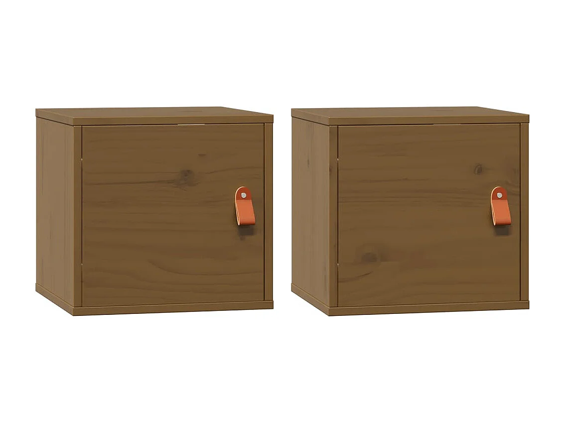 Armoires murales 2pcs Marron miel 31,5x30x30 cm Bois pin massif