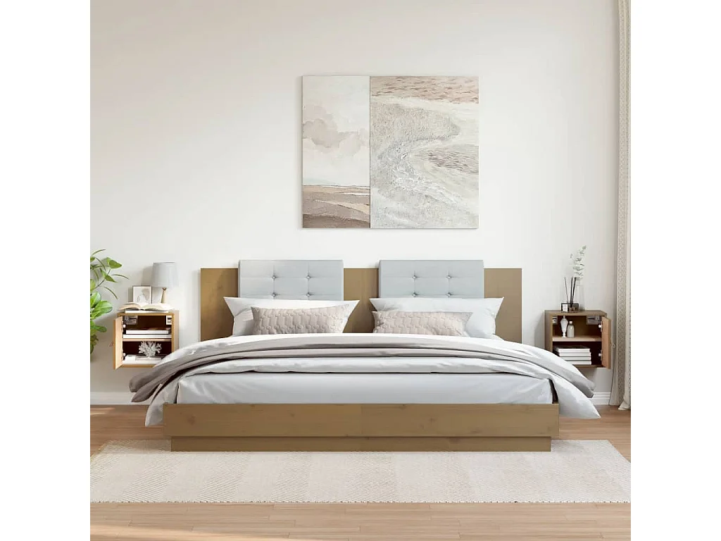 Armoires murales 2pcs Marron miel 31,5x30x30 cm Bois pin massif