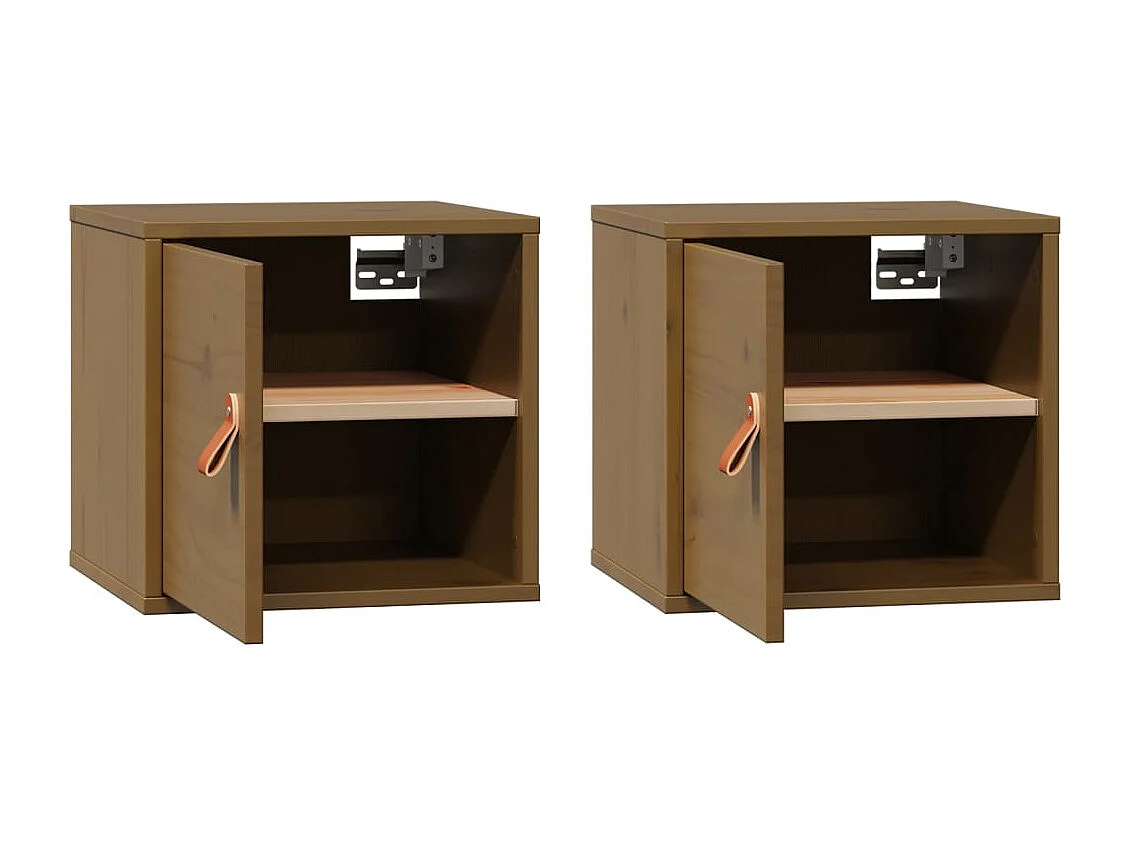 Armoires murales 2pcs Marron miel 31,5x30x30 cm Bois pin massif