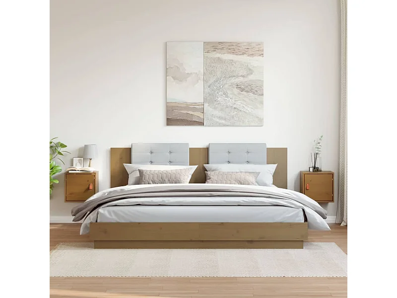 Armoires murales 2pcs Marron miel 31,5x30x30 cm Bois pin massif