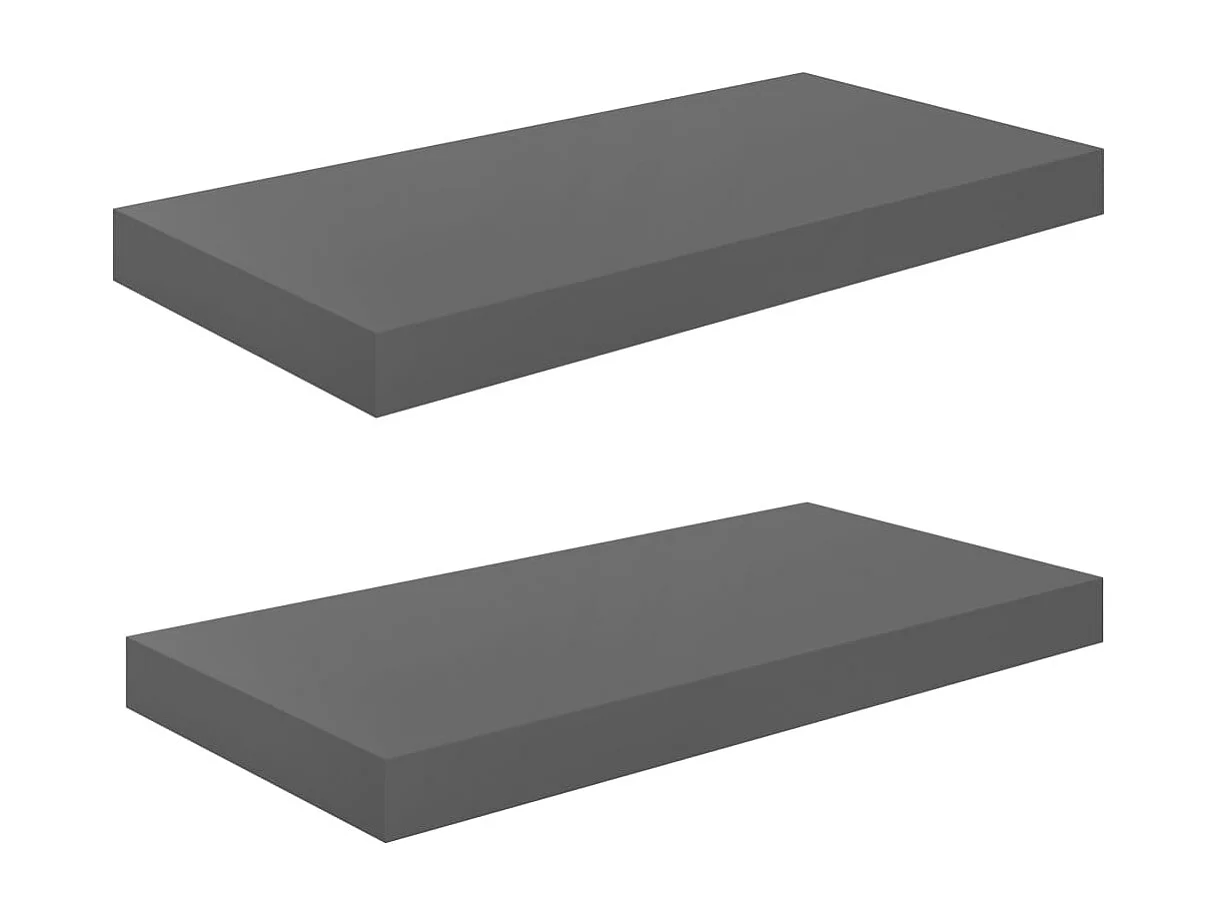 Estante flotante de pared 2 uds Gris brillo 50x23x3,8 cm MDF