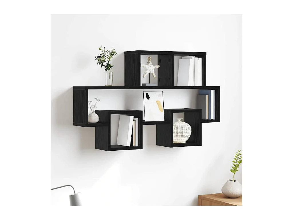 Mensola da parete in rovere nero 82 x 15 x 51 cm in legno ingegnerizzato