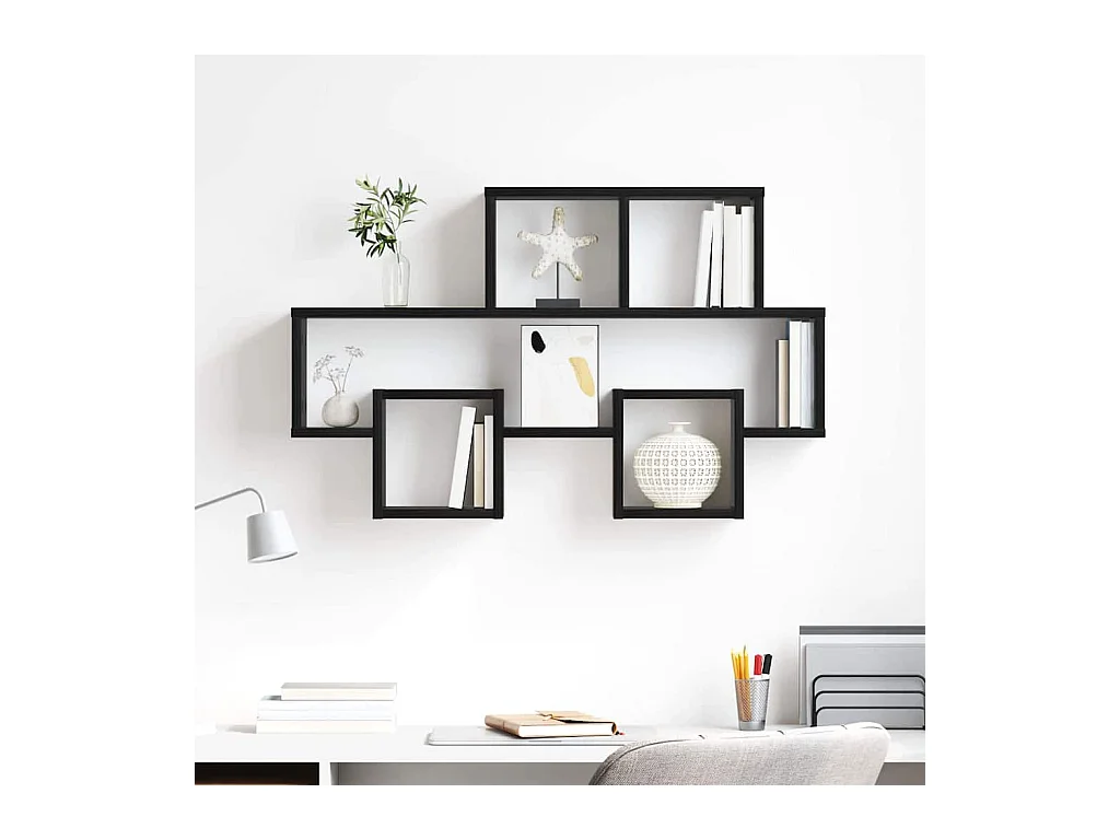 Mensola da parete in rovere nero 82 x 15 x 51 cm in legno ingegnerizzato