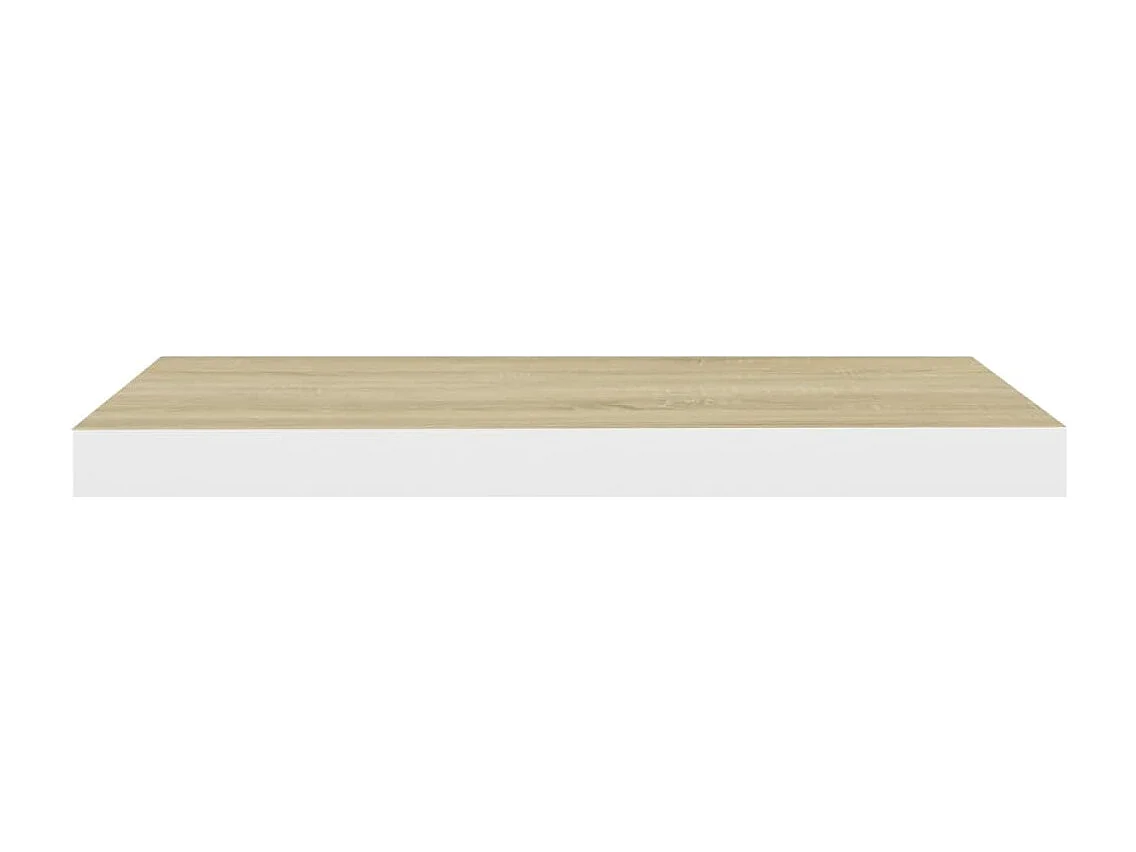 Estante flotante de pared roble y blanco 60x23,5x3,8 cm MDF