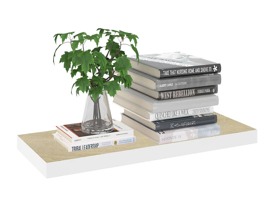 Étagère murale flottante chêne et blanc 60x23,5x3,8 cm MDF