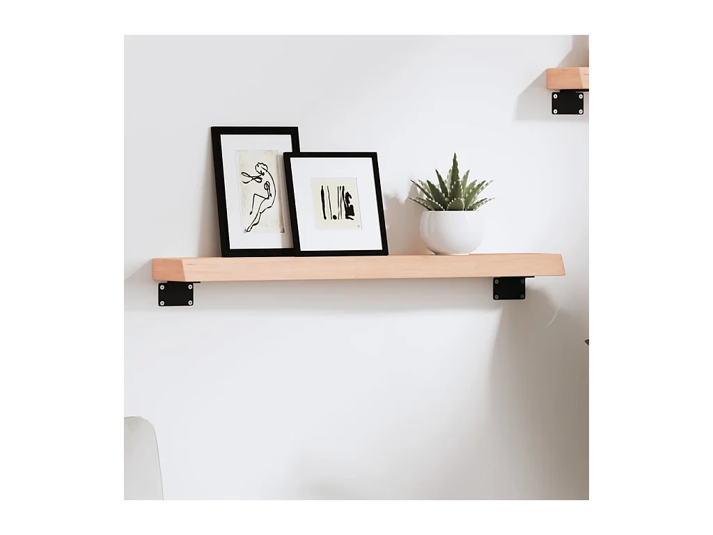 Mensola da parete 60x10x4 cm in legno massello di rovere non trattato