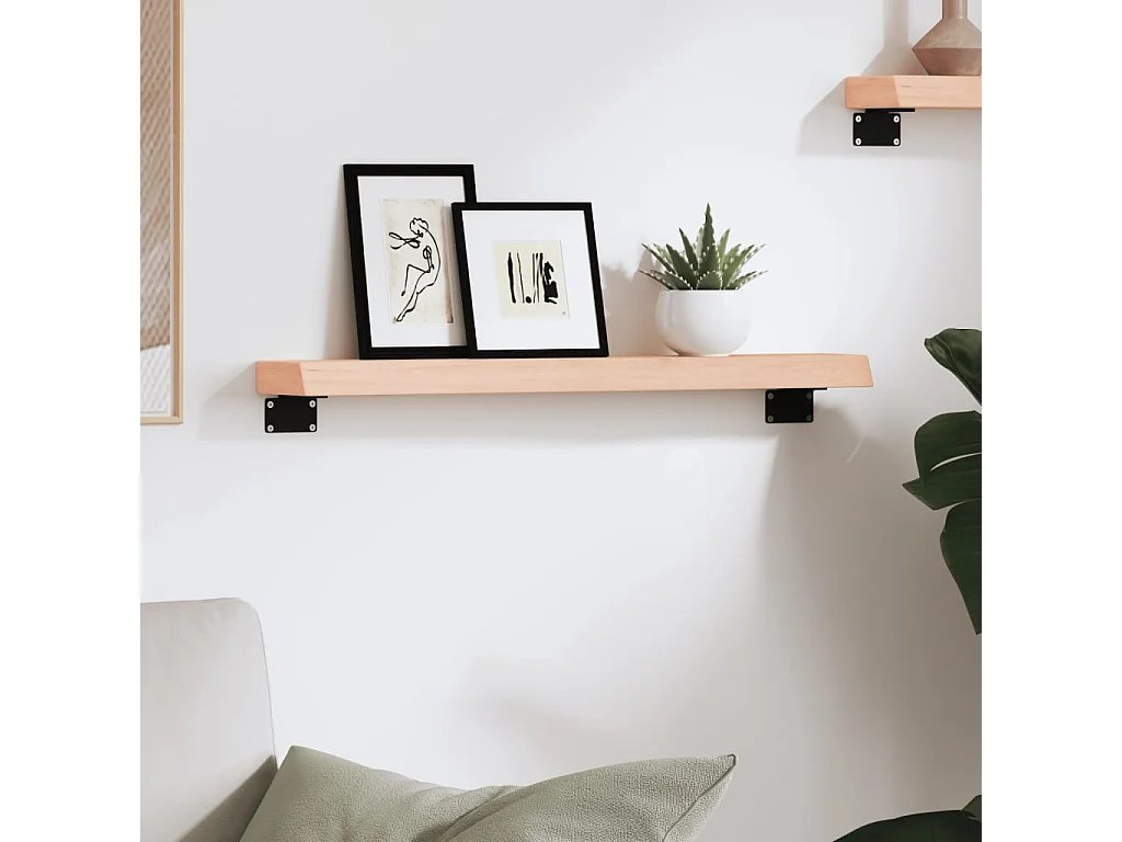 Mensola da parete 60x10x4 cm in legno massello di rovere non trattato