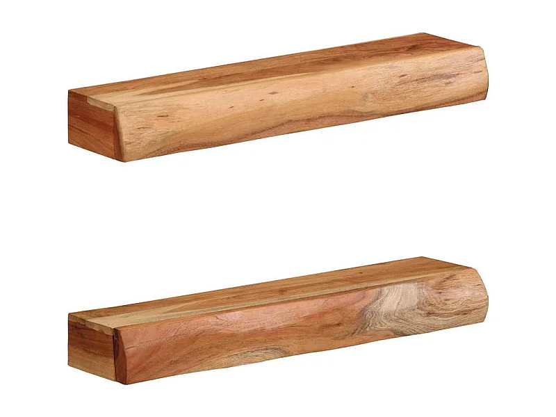 Étagères murales 2 pcs 60x17x8 cm bois massif d'acacia