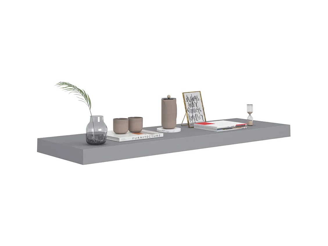Mensole da parete sospese 2 pezzi grigio 80x23,5x3,8 cm MDF