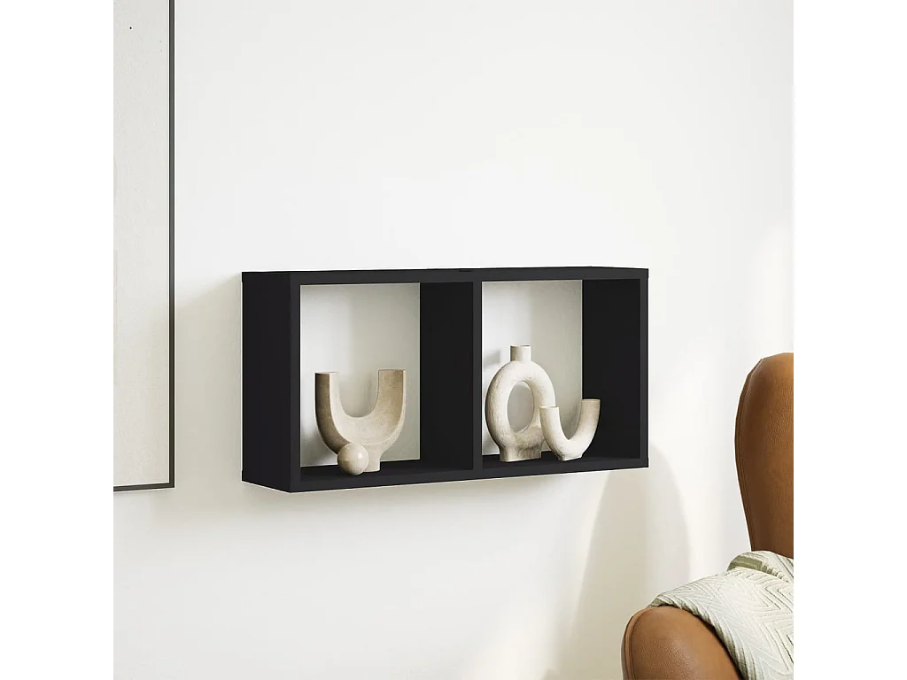 Mobiletto da parete 60x16x30 cm in legno ingegnerizzato nero