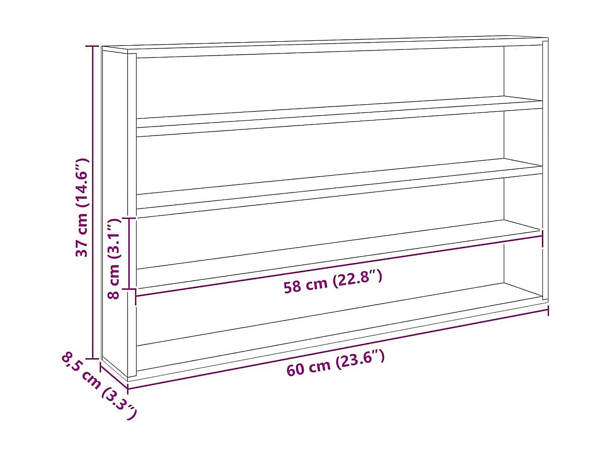 Caja de madera marrón 60 x 8,5 x 37 cm Contrachapado