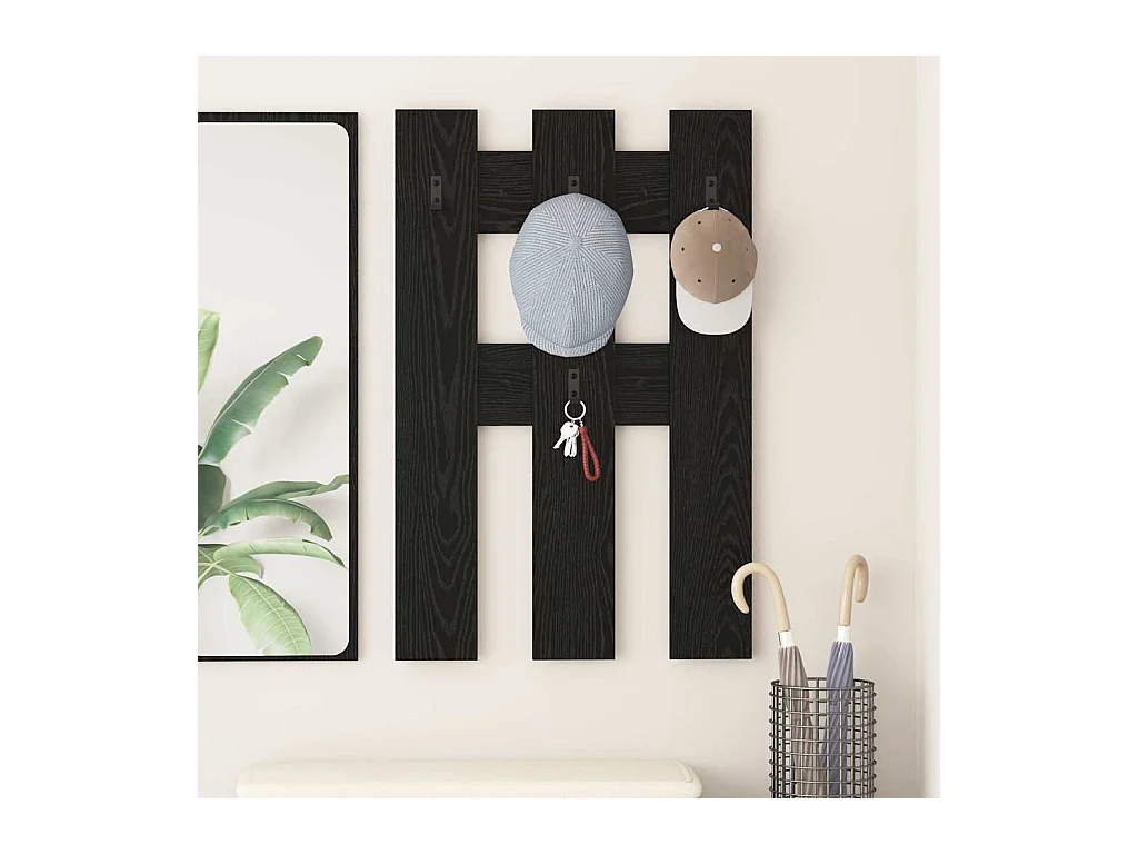 Porte-manteau mural Montage mural Chêne noir 65 x 3 x 100 cm