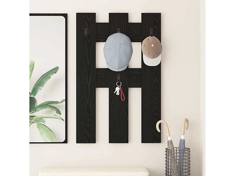 Porte-manteau mural Montage mural Chêne noir 65 x 3 x 100 cm