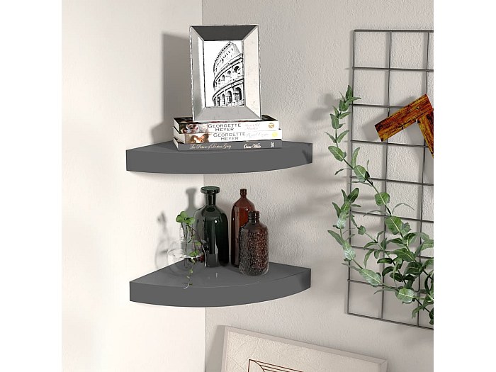 Mensola Angolare, Mensole Angolari Sospese a Quarto di giro. Elegante Supporto a Parete per Doccia per Esporre Libri (WHITE