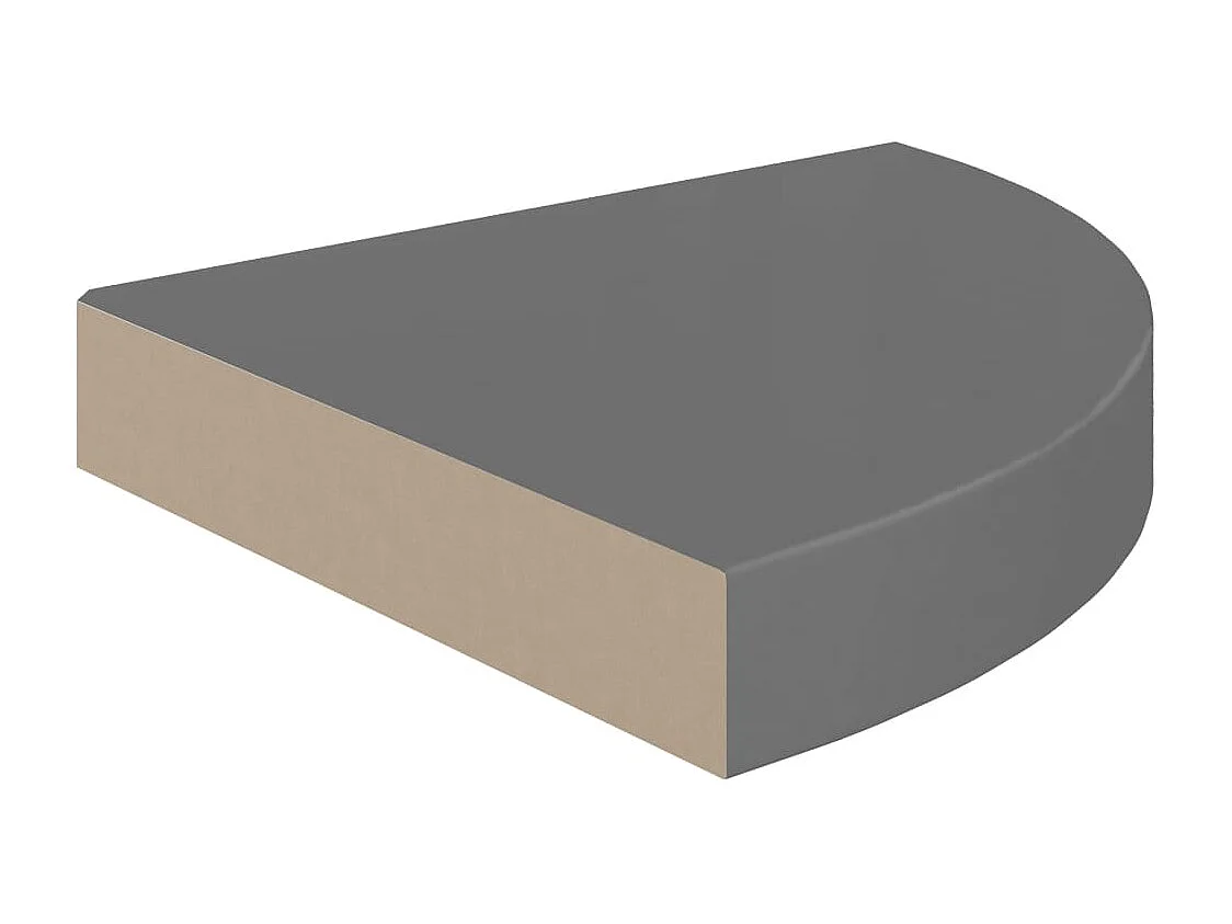 Étagères d'angle flottantes 2pcs gris brillant 25x25x3,8cm MDF