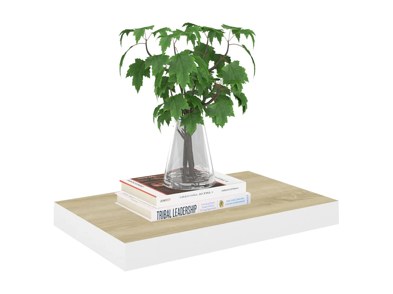 Estantes flotantes 2 piezas roble y blanco 50x23x3,8 cm MDF