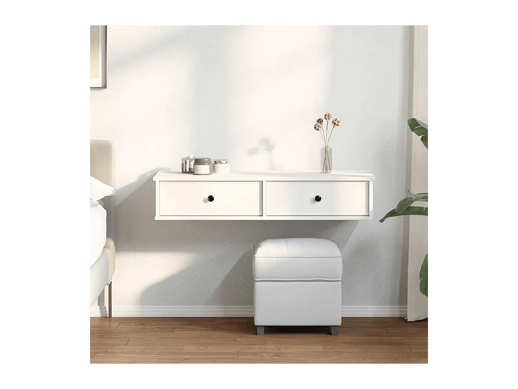 Estantería de pared blanca y cajones 100x37,5x19cm madera de ingeniería