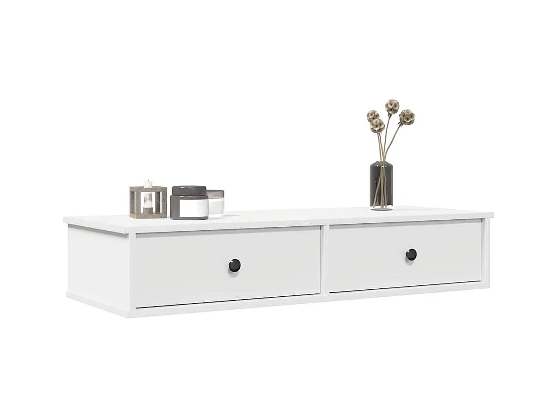 Étagère murale et tiroirs blanc 100x37,5x19cm bois d'ingénierie