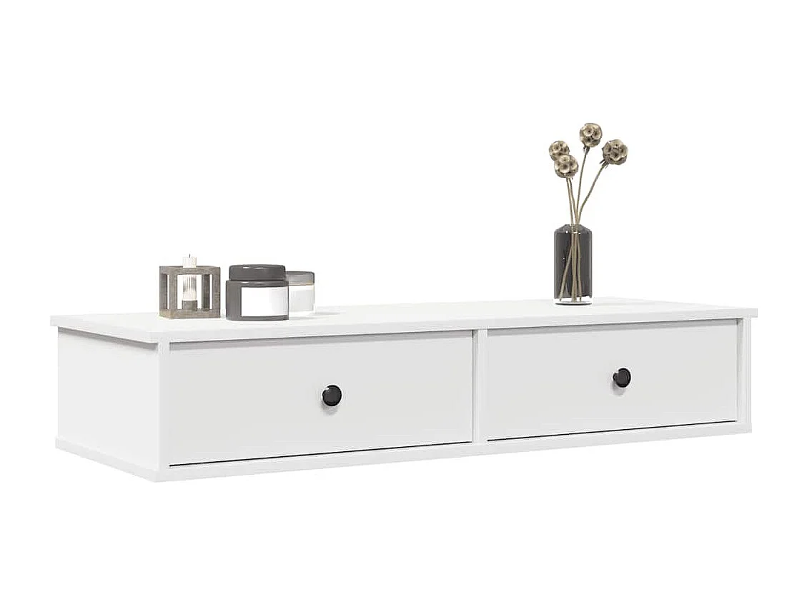 Étagère murale et tiroirs blanc 100x37,5x19cm bois d'ingénierie