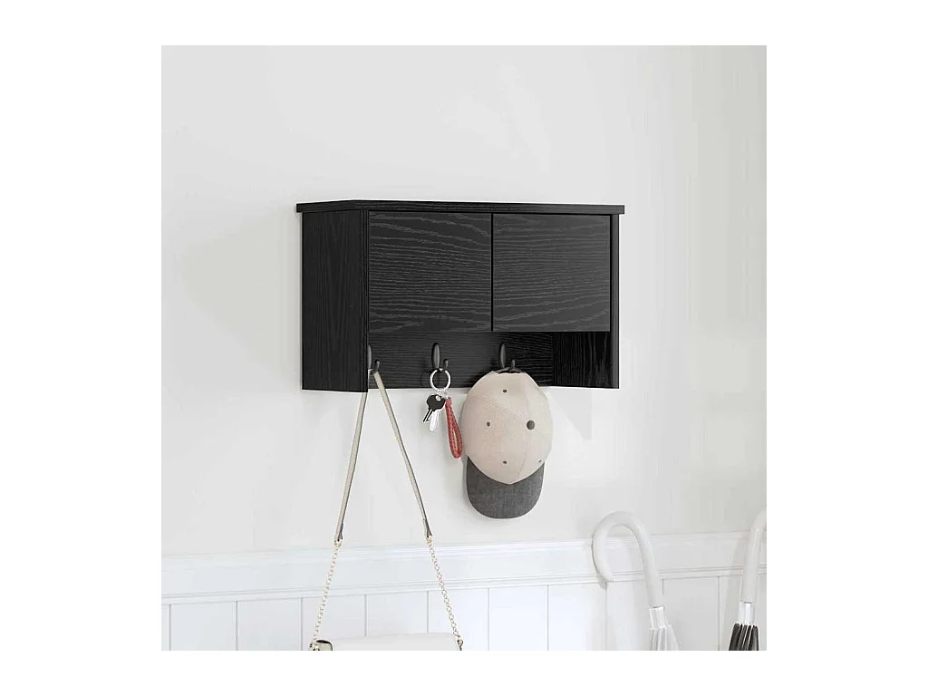Wandkapstok met plank Zwart eiken 50 x 20 x 30 cm
