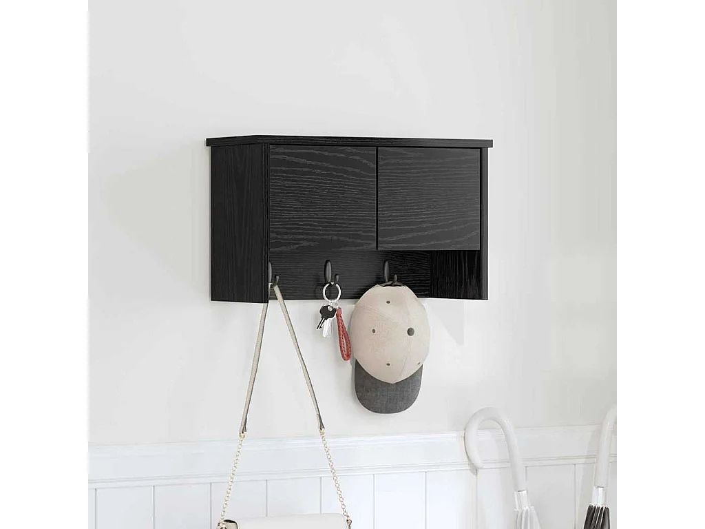 Appendiabiti da parete con ripiano Rovere nero 50 x 20 x 30 cm