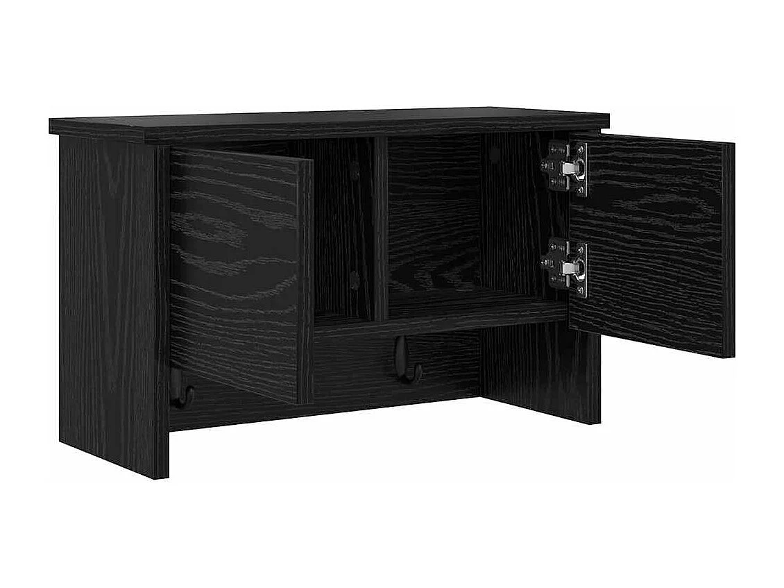 Appendiabiti da parete con ripiano Rovere nero 50 x 20 x 30 cm