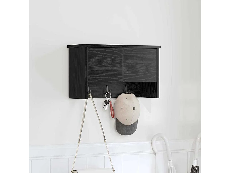 Porte-manteau mural avec étagère Chêne noir 50 x 20 x 30 cm