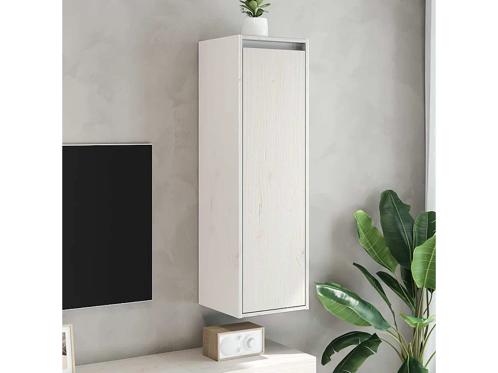Armoire murale Blanc 30x30x100 cm Bois de pin massif