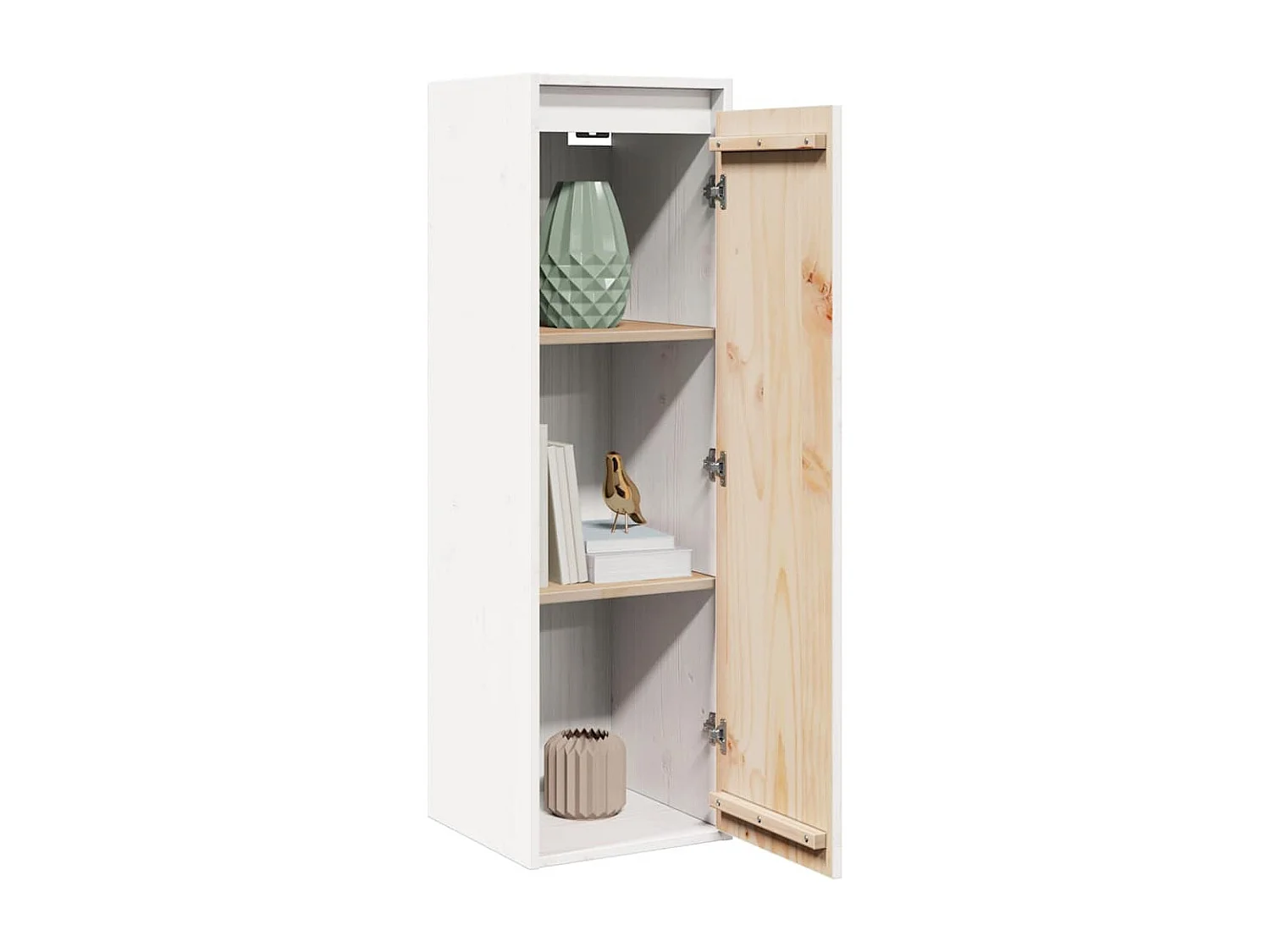 Armoire murale Blanc 30x30x100 cm Bois de pin massif