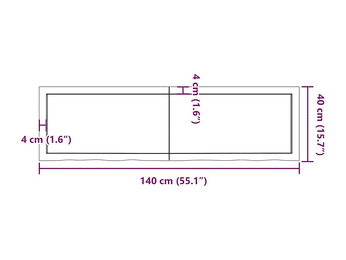 Mensola da parete marrone scuro in legno massello di rovere trattato
