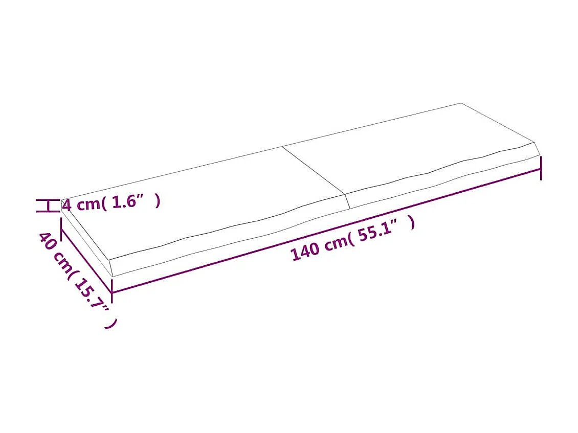 Mensola da parete marrone scuro in legno massello di rovere trattato