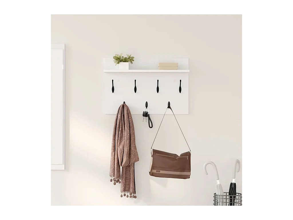 Porte-manteau mural Blanc 60 x 40 x 12 cm Bois d'ingénierie