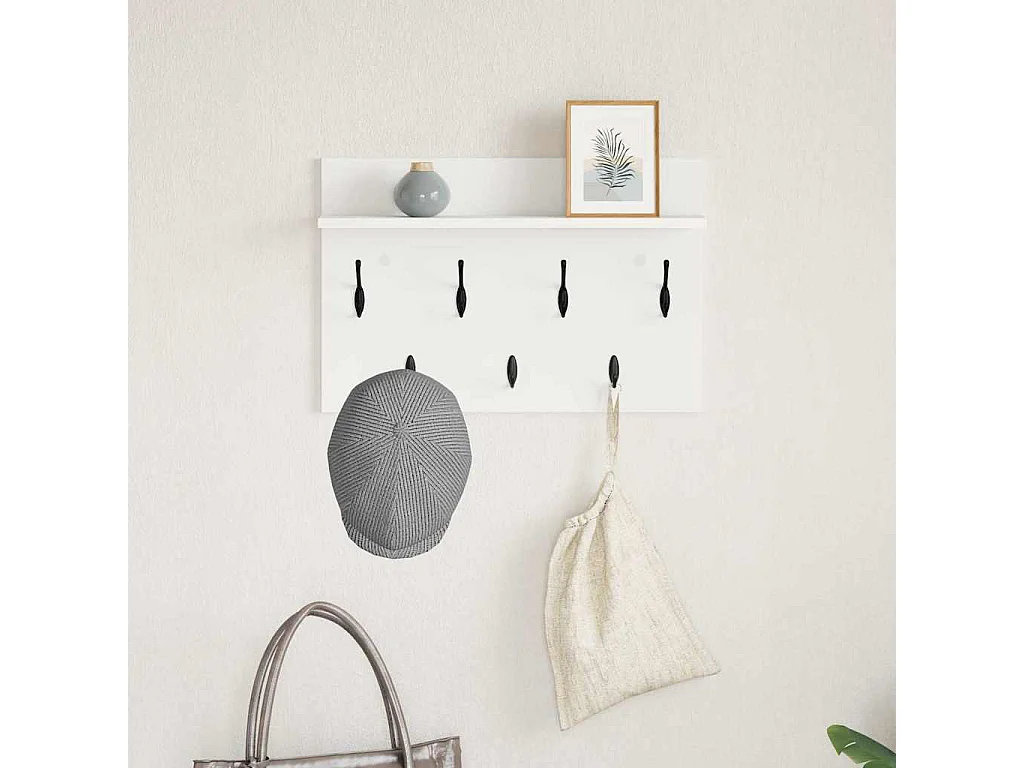 Perchero de pared Blanco 60 x 40 x 12 cm Madera de ingeniería
