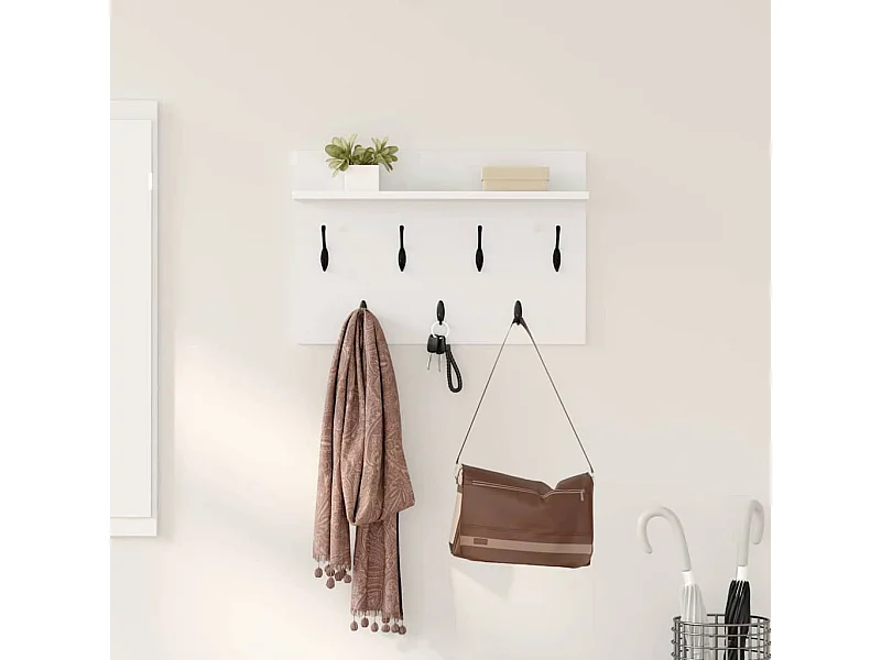 Porte-manteau mural Blanc 60 x 40 x 12 cm Bois d'ingénierie