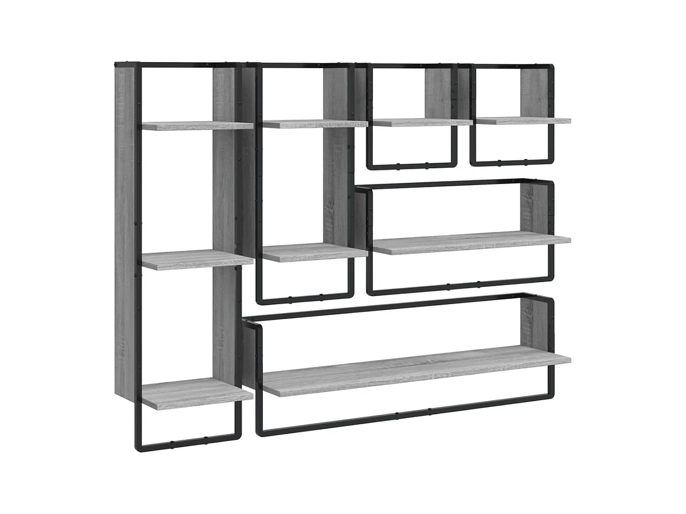 Juego de 6 estantes de pared con barras en gris Sonoma