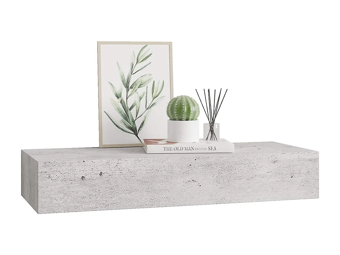Étagère à tiroir murale Gris béton 60x23,5x10 cm MDF