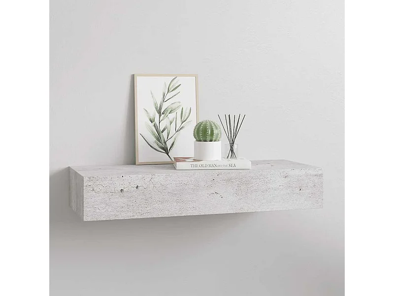 Étagère à tiroir murale Gris béton 60x23,5x10 cm MDF