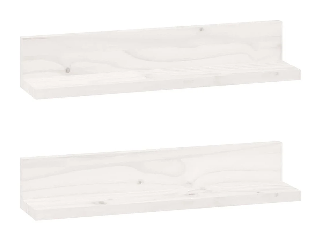 Estantes de pared 2 uds Blanco 50x11x9 cm Madera maciza de pino