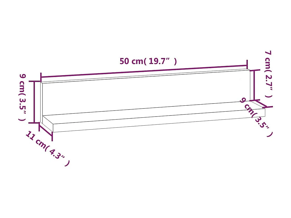 Estantes de pared 2 uds Blanco 50x11x9 cm Madera maciza de pino