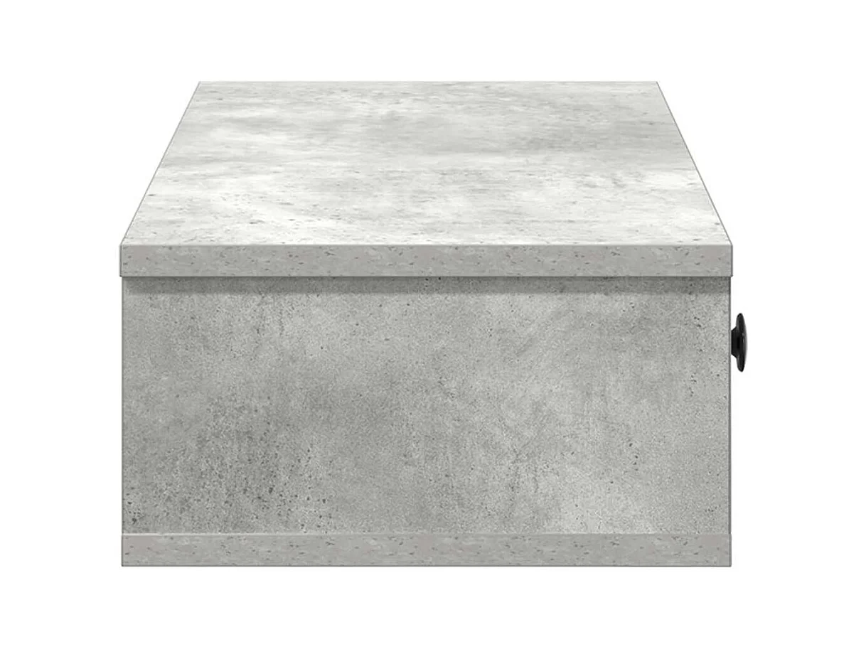 Estante de pared de madera de ingeniería de color gris hormigón con cajones