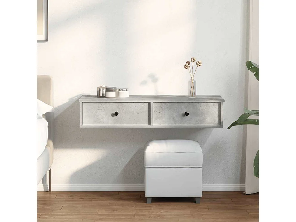 Étagère murale avec tiroirs gris béton bois d'ingénierie