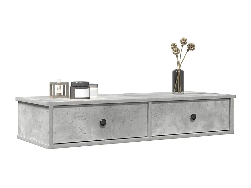 Étagère murale avec tiroirs gris béton bois d'ingénierie